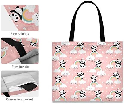 Холщовая чанта-тоут ATTX Здравей Panda, идеална за пазаруване за Многократна употреба за хранителни стоки чанти
