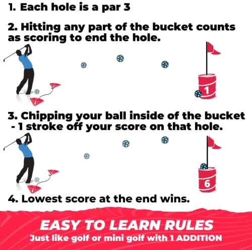 bucketgolf Идеалната Преносима игра за голф в задния двор с 6 Дупки