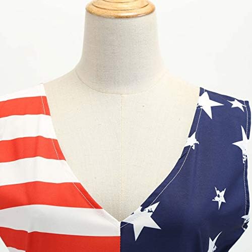 Коктейлни Рокли Ден На Независимостта Lmdudan, Женски Струящиеся Рокли-Люлка С Принтом Американския Флаг, Мини-Рокля Без Ръкави