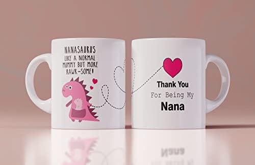 Чаша с динозавром Наназавром GreenStar Gifts, Подобна На обичайната Nana, Но По-Суров, Подарък за майка си, Кафеена Чаша