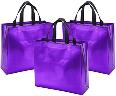 Volanic 12,7 X 11 X 4,7 Нетъкан текстил за Многократна употреба Лилави подаръчни пакети с лъскава повърхност, чанта за
