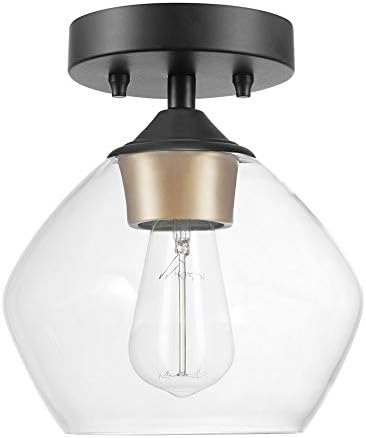 Лампа, за да брани Globe Electric 60333 с Полуподъемным стена, Матово-черен с прозрачни стъклени абажуром, 9,1