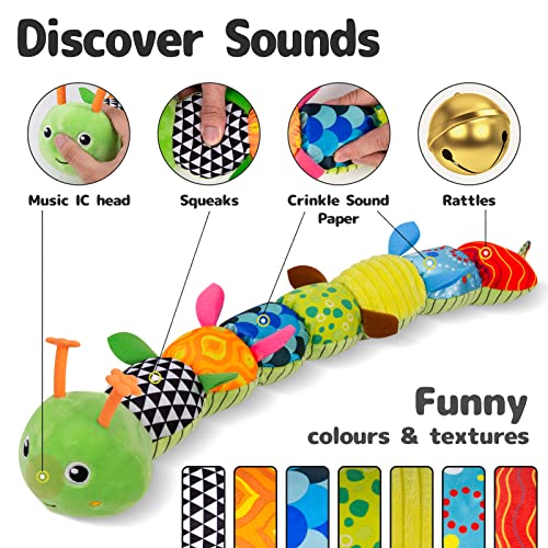 Sumobaby/Бебешки Музикални Плюшени Играчки с мультисенсорными завои, погремушками и текстури за новородени 0-3-6-12 месеца, Момчета, Момичета, гъсеници