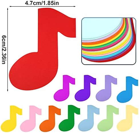 TOYMIS 72 бр. деколтета за музикални ноти, цветни изрезки, големи стикери за стена под формата на силует на музикални партитури