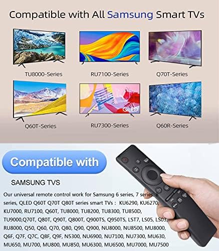 Дистанционно управление за Samsung Smart TV, Siawclub Универсално дистанционно управление за смяна на HDTV 4K UHD QLED LCD телевизори, с бутоните Netflix Prime-Video TV Rakuten