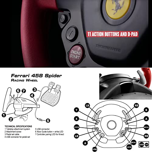 Гоночное колелото на THRUSTMASTER Ferrari 458 Spider (Xbox Series X / S & One) в комплект със слушалки PowerA Chat, удлинительным