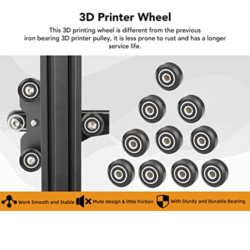 Колело за 3D-принтер, Комплект гуми за Ролка POM с Нисък Коефициент на Триене 48 бр., Здрав за Печатница (Черен Ролка)