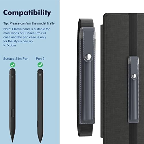 Титуляр емкостного своята практика MoKo е Подходяща за Microsoft Surface Тънък Pen/дръжка 2, калъф-стойка за стилус, изкуствена кожа, свалящ се с ластик, подходящ за Surface Тънък Pen