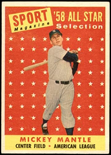 1958 Topps 487 All-Star Мики Мэнтл Ню Йорк Янкис (Бейзболна картичка) EX+ Янкис