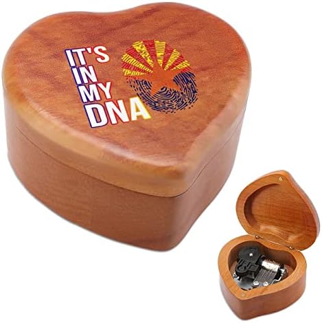 Това е в Моята ДНК Флаг на щата Аризона Дървена Музикална Ковчег В Формата на Сърце Музикални Кутии Реколта Дървена