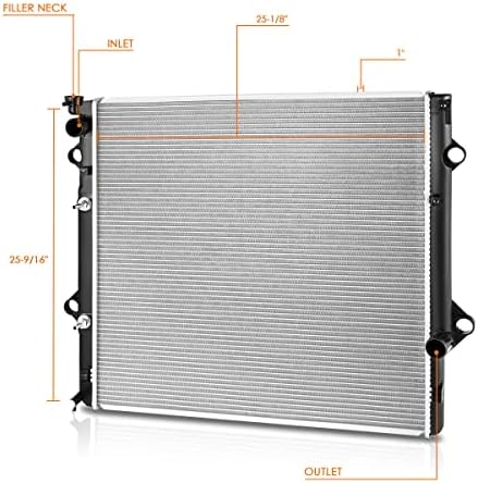 Радиатор за охлаждане с 1-рядным алуминиева сърцевина DPI 13210 OE Style, Съвместим с 10-18 Lexus GX460