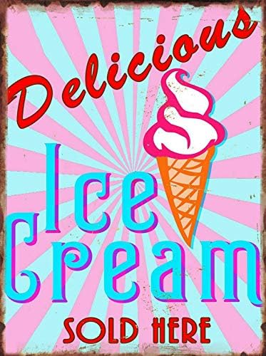Вкусен Сладолед Ретро Метална Лидице Знак На Закрито и На Открито Домашен Бар и Кафене Кухня Магазин за Сладолед