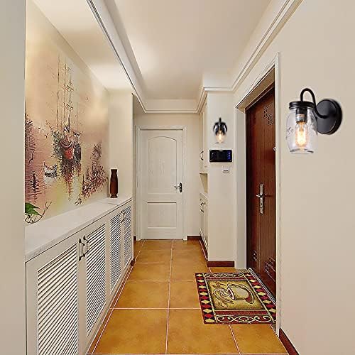 Стенно осветление XIPUDA, Комплект от Две Стенни Аплици в стил ретро, Черно осветителни Тела за Тоалетна