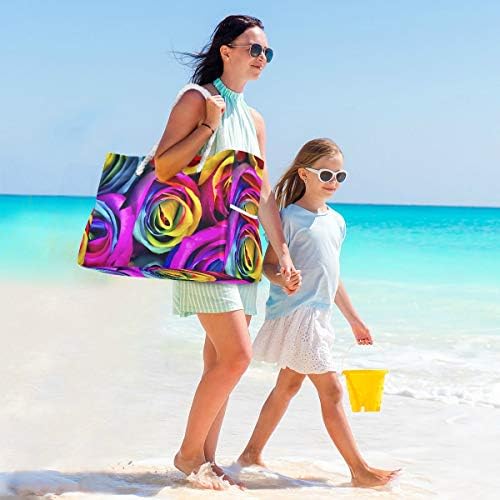 АЛАЗА които цъфтят с Преливащи се цветове от Рози Джунглата Плажната Чанта за детски Играчки, Чанта за Продукти за Морето, Душ