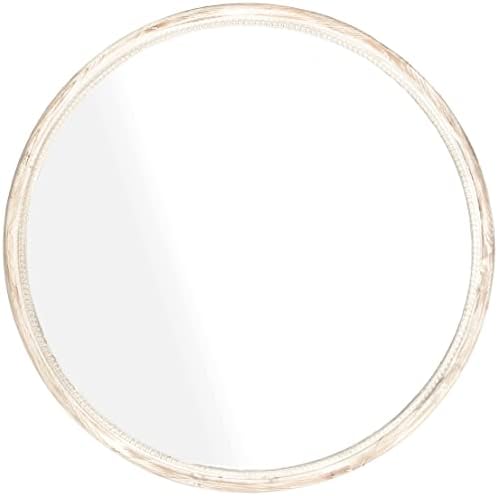 Кръгло стенно огледало, извън фермерска къща - Голямо огледало в кръгла дървена и расшитой мъниста рамка с диаметър 30 см