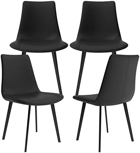 Трапезни столове Beryluck с метални крака, кухненски столове от изкуствена кожа, Модерни трапезни столове от средата