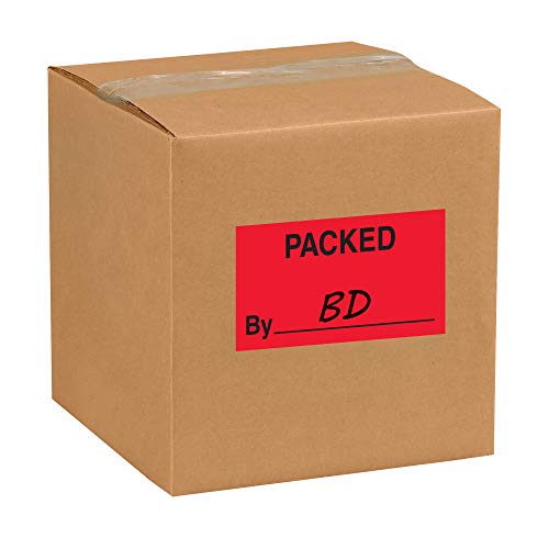 Aviditi Tape Logic 3 x 5, Флуоресцентно червено стикер Опаковани _, за доставка, обработка, опаковане и преместване (1 Ролка от 500 на етикети)