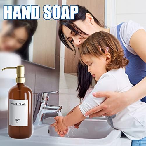 Опаковка сапун за съдове, в Банята - Стъклена Опаковка сапун за ръце на 16 унции с помпа от неръждаема Стомана, Бамбук