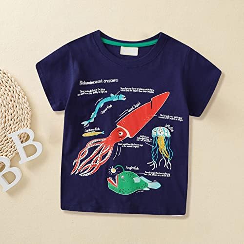 Мек Ръкав За Момчета Космически Кораб База На Морския Живот Модел Тениска С Къси Ръкави Детска Мъжки Момчета На Средна Възраст