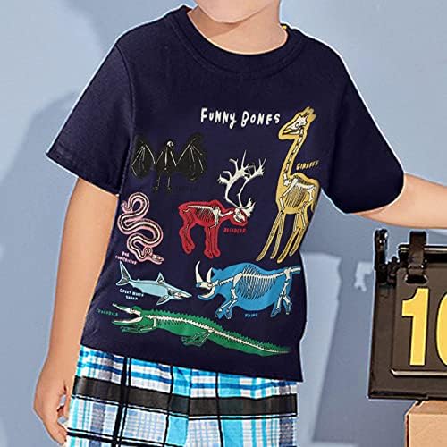 Топ с дълъг ръкав за момчета Детски Светещ Тениска с Къси ръкави за Момчета с Картина на Динозавър Черен С Дълъг Ръкав