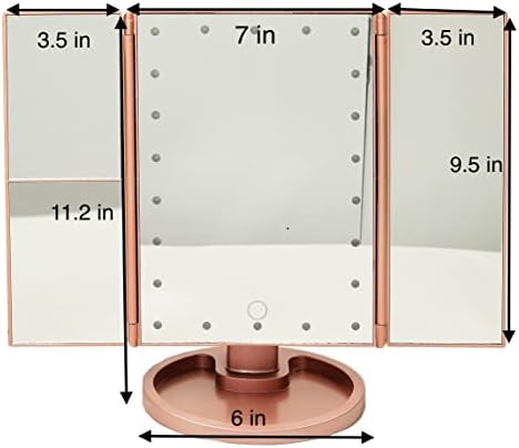 Тоалетен Огледало за грим LunaandMuni с осветление, Дизайн със сензорен контрол, 1x/2x/3x Увеличение, Джобно