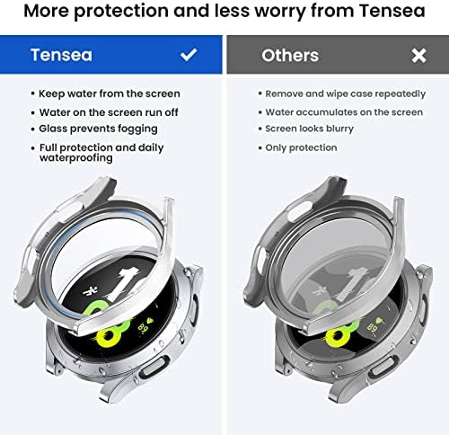 [2] Tensea за Samsung Galaxy Watch 5 2022 и 4 2021 Водоустойчив Защитен калъф за екрана 44 мм Аксесоари, Защитно покритие за лице, Твърд броня от КОМПЮТЪР Вградена филм от закалено Стъкл