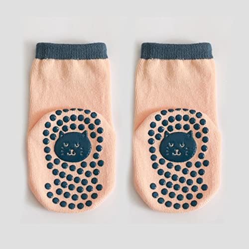 Qvkarw/ Бебешки чорапи с превземането на батут за деца, Нескользящие Чорапи с подут Дръжки, Топли чорапи, Скъпа обувки за първите разходки за Малки момичета (E, 12-18 месец