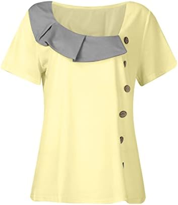 Дамски блузи Мода 2023, ежедневни тениска с кръгло деколте и къс ръкав, туника, най-блузи