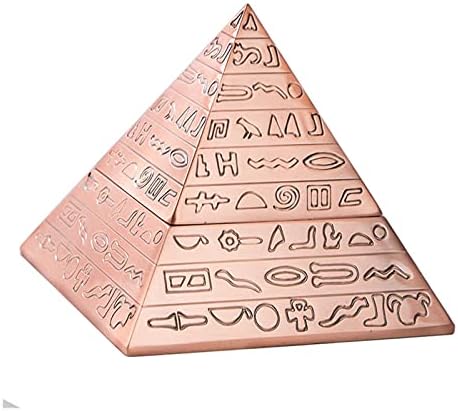 TGSEJTO Творческа Модно Бижу на Класическа Ретро Египетски Метална Резба Пирамида с Капака на Пепелника Украса за Дома Подарък (Цвят: Месинг, размер: 12.9 * 12.9 * 11.2 )