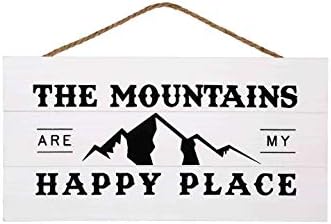 Планината е моето Щастливо място, Подвесная Надпис на Дървена дъска за Дома (13,75x6,9 инча на бял фон)