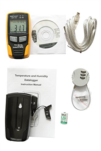 Регистратор на данни за температура и влажност на въздуха AMTAST с LCD дисплей Temp/RH USB Data Recorder 32700 Данни, Висока точност на