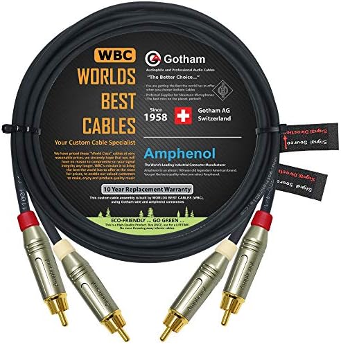 Няколко от 10-Футови RCA кабели - Gotham GAC-4/1 (черен) Star-Свързване на аудио кабел Quad с алуминиеви джанти под