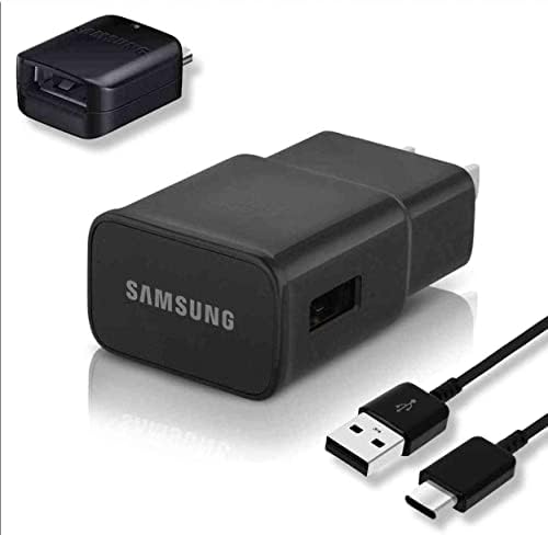 Бързо зарядно устройство с кабел USB Type C дължина 6,6 фута (2 метра) и адаптер OTG за Samsung Galaxy S9/S9 Plus/S8/S8 Plus/S10/S10e/S10