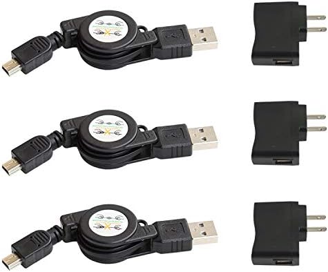 EXMAX 3 БР Прибиращ се кабел, Mini USB зарядно устройство dc 5 v (зарядно устройство и кабел комплект) - 3 БР. Едно зарядно устройство