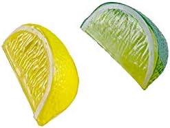 Aiigowee 10шт Изкуствени Лимонови Блокчета Декор Пластмасови Фалшиви Лимонови Блокчета Клиновидна Плодови Декорации за Лимонада за Дома (Жълто и Зелено)