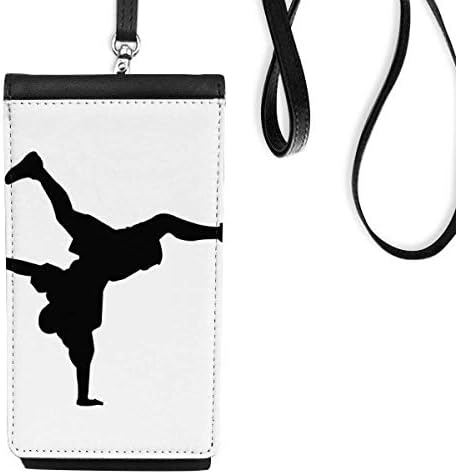 Стойка на ръце Брейк Танцьор Спортен Телефон в Чантата си Портфейл Окачен Мобилен Калъф Черен Джоба