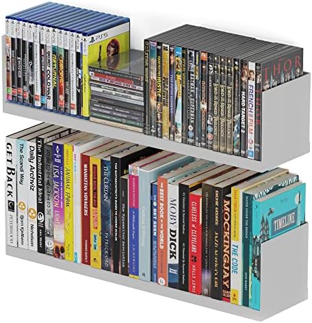 Стенни мебели Libro Плаващи Рафтове U-Образна Метална Стенни рафта на библиотеката За Съхранение на cd-та, DVD-та и на дисплея Начало Декор Бял Комплект от 2
