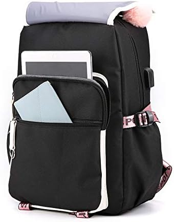 Aezbuxl Лека Раница за момичета, Всекидневни USB-Раница, Преносима чанта за лаптоп, Здрава чанта за книги за тийнейджъри, черно