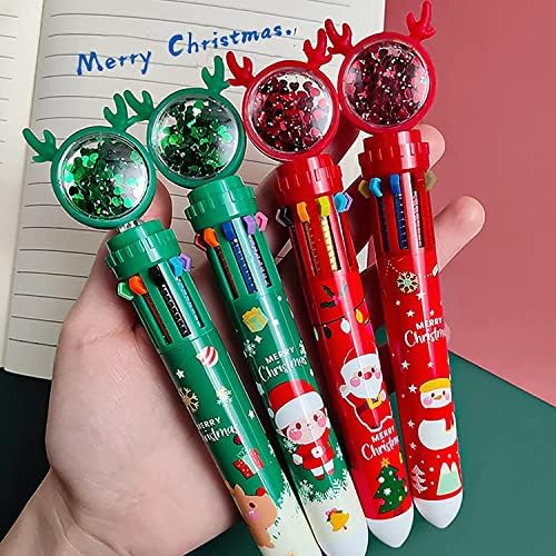 Коледна Химикалка писалка 10 в 1, Прибиращи Химикалки 0,5 мм, за Офиса, Учебни Пособия, Подарък за Учители, Ученици, Деца (B4)