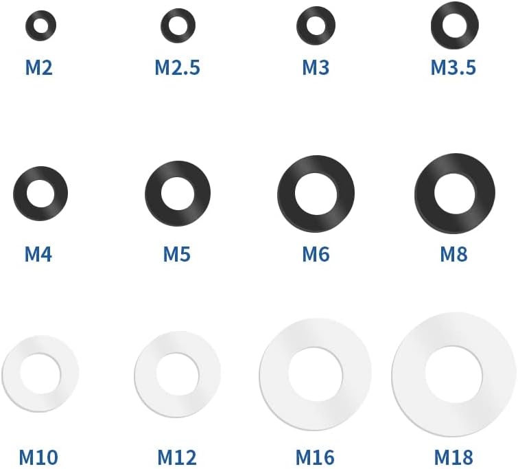 10/30/50 бр М2 М2,5 m3 M4 M5 M6 M8 M10 M12 Бяла Черна найлонова пластмасова плоска шайба Плосък полагане на Изолационни уплътнение Уплътнение Околовръстен винт (Вътрешен диаметъ?