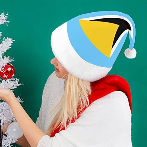 Коледна Шапка с Флага на Сейнт Лусия, Персонални Шапка на Дядо Коледа, Забавни Коледни Декорации
