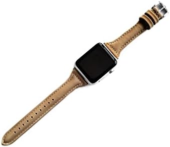 NICKSTON Светло кафяв Тънка каишка, Съвместима с Apple Watch Ultra 8 7 6 SE Series 40 мм 41 мм 44 мм 45 мм на 49 мм Елегантна