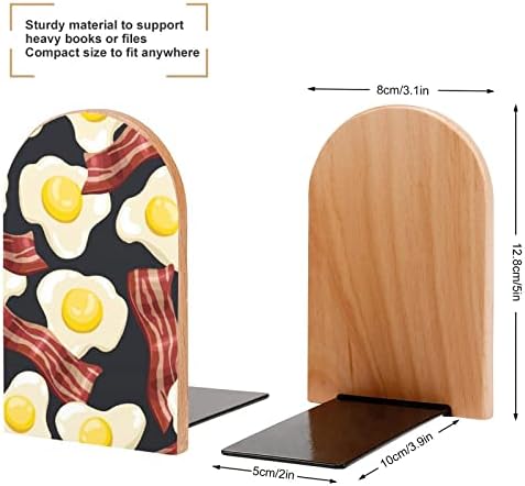 Бъркани яйца-яйца с бекон, Нескользящие Дървени Поставки за книги, Здрава Портретно корк за Декоративни рафтове
