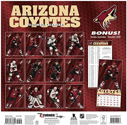 Стенен календар екип TURNER Sports Arizona Coyotes 2021 12X12 (21998012137)