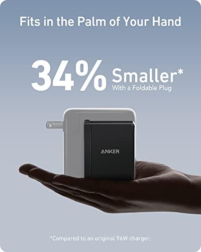 Anker 100W C USB, Зарядно устройство 736 (Nano II), 3-Пристанище Бързо Компактно Стенно Зарядно, Нов Найлонов USB кабел