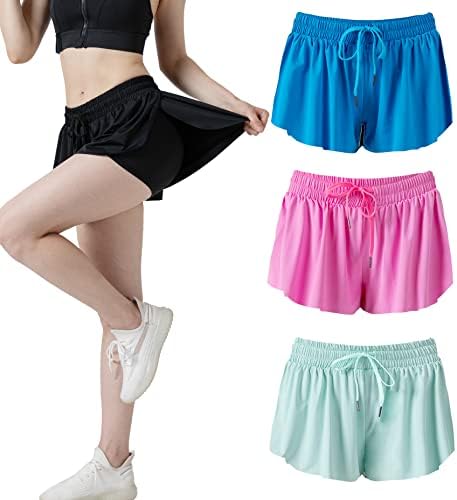 ROYAL MATRIX 1 Опаковка Струящихся къси панталони за жени, Спортни къси Панталони с Вградени къси панталони, Шорти-пеперуди