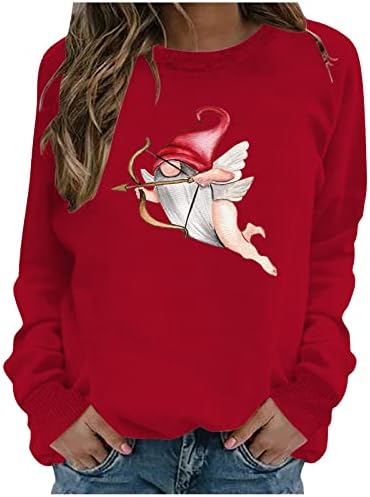 Дамски Hoody В Свети Валентин е Забавна Реколта Тениска С Графичен Дизайн, Хип-Хоп Пуловер, Риза с Дълъг Ръкав, Сладки Джуджета, Сърцето, Туника, Топ