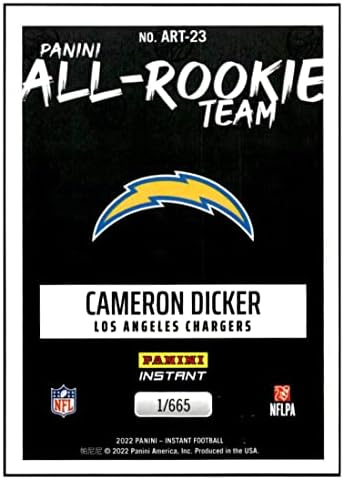 Cameron Dicker RC 2022 Панини Instant All-Екип начинаещи /665ART23 НОВ NM +-MT + Футболни зарядни устройства NFL