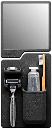 Принадлежности за инструменти - Набор от Harvey & Oliver - Държач за четка за зъби и самобръсначки и огледало, устойчиво на запотеванию - Силиконови аксесоари за душ и баня