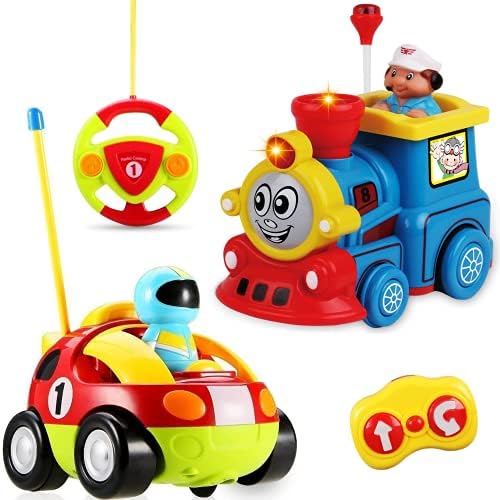 Cartoony състезателен автомобил Haktoys с дистанционно управление и в Продължение RC, Играчки на радиоуправлении за деца, комплект от 2 Машинки с различна честота, за двама